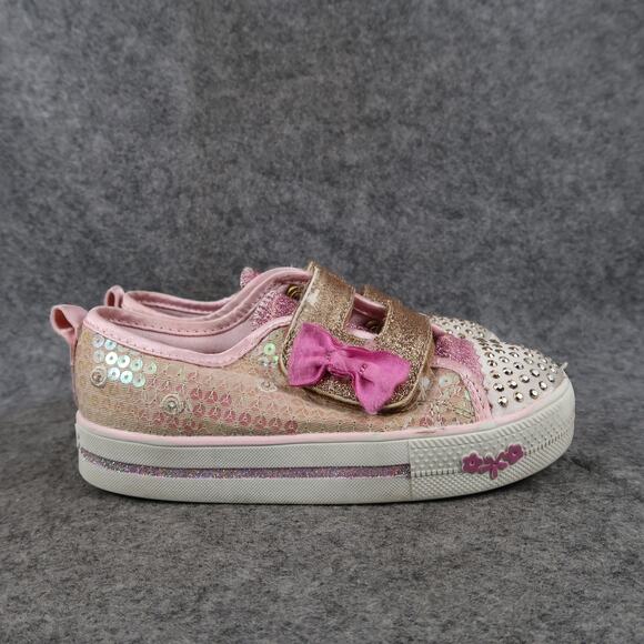 Skechers Shoes Toddler Girls 11 Sneakers Twinkle Toes Adjustable Strap Glitter - Picture 1 of 13